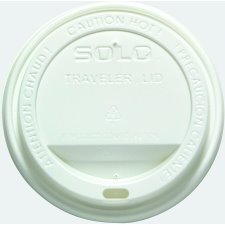 Solo® Traveler® Dome Hot Cup Lids, White, 100/pkg