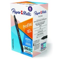 Paper Mate&reg; Profile&reg; Gel Retractable Pens, 0.7mm, Black, 36/bx