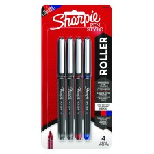 Sharpie Roller Pens, 0.5 mm, Assorted, 4/pkg