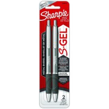 Sharpie&reg; S-Gel&reg; Metal Retractable Pens, 0.7mm, Black/Grey, 2/pkg