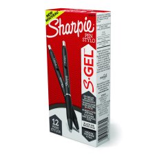 Sharpie S-Gel Retractable Pens, 0.7 mm, Black, 12/bx