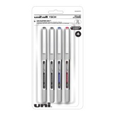uni-ball&reg; Vision� Roller Pens, 0.7mm, Assorted Colours, 4/pkg