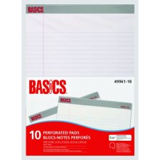 Basics&reg; Perforated Pads, 8-1/2x11-3/4", White, 10/pkg