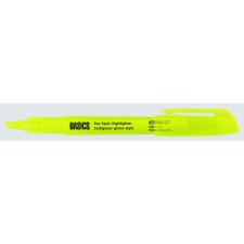 Basics&reg; Pen Style Highlighters, Yellow, 12/bx