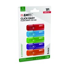 Emtec� Click Easy USB 2.0 Flash Drives, 16GB, 5/pkg