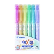 Pilot FriXion Light Erasable Highlighters, Assorted Pastel Colours, 6/pkg