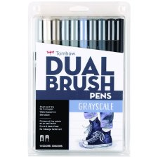 Tombow Dual Brush Pens Greyscale Colours 10/pkg