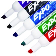 Expo Low Odour Dry Erase Markers, Chisel Tip,  Assorted, 36/bx