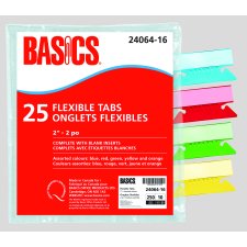 Basics&reg; Flexible Tabs, 2", Assorted Colours, 25/pkg