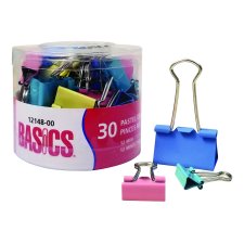 Basics&reg; Fold-Back Clips, Assorted Sizes& Pastel Colours, 30/tb
