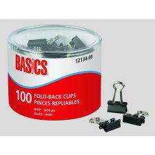 Basics&reg; Fold-Back Clips, 9/16", 100/tb
