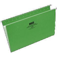 Basics&reg; Coloured Hanging Folders, Legal, Light Green, 25/box