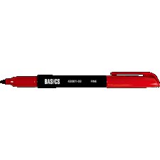 Basics&reg; Permanent Markers, Pen Style, Fine Tip, Red, 12/box 