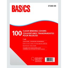 Basics&reg; Binding Covers, Clear, 11-1/4" x 8-3/4", 100/pkg