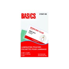 Basics&reg; Laminating Pouches, 5 mil, 2-1/4" x 3-3/4", 100/pkg