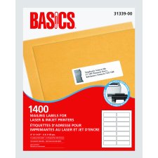 Basics&reg; Mailing Label for Laser Printers, 4" x 1-1/3", 1400/bx