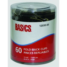 Basics&reg; Fold-Back Clips, 1-1/4", 60/tb