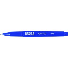 Basics&reg; Nylon Tip Markers, Fine Tip, Bue, 12/bx
