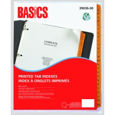 Basics&reg; Printed Tab Indexes, A-Z, Yellow