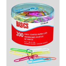 Basics&reg; Vinyl Coated Paper Clips, #4, 200/tb
