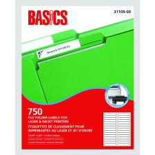 Basics&reg; File Folder Labels, White, 750/pkg