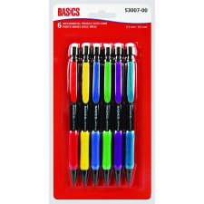 Basics&reg; Mechanical Pencils with Grip, 0.5mm, Assorted, 6/pkg