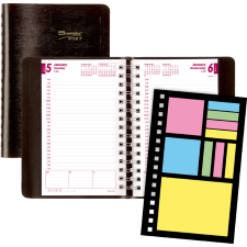 Brownline&reg; Essential PlannerPlus� Daily Diary, 8" x 5", Black