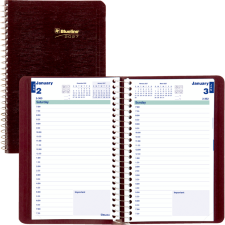 Blueline&reg; Essential Daily Planner, 8" x 5", Soft Cover, Burgundy