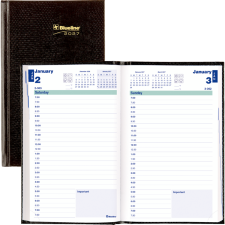 Blueline&reg; Traditional Daily Planner, 8" x 5", Hard Cover, Black
