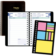 Blueline&reg; Essential PlannerPlus� Daily Diary, 8" x 5", Black, Bilingual