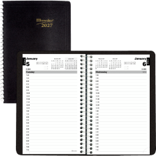 Brownline&reg; Essential Daily Planner, 8" x 5", Black