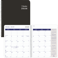 Blueline&reg; DuraGlobe� Monthly Planners, 8-7/8" x 7-1/8", Bilingual, Black