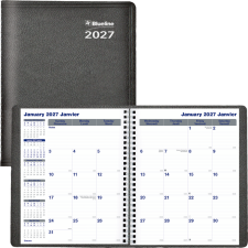 Blueline&reg; Net Zero Carbon� Monthly Planner, 9-1/4" x 7-1/4", Bilingual, Black