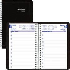Blueline&reg; Essential Daily Diary, 8" x 5", Black, Bilingual