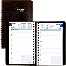 Blueline&reg; Essential Daily Diary, 8" x 5", Black, Bilingual