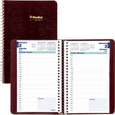 Blueline&reg; Essential Daily Diary, 8" x 5", Burgundy, Bilingual