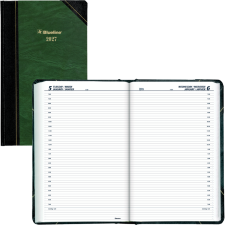 Blueline&reg; Traditional Daily Diary, 13-3/8" x 8", Bilingual, Green