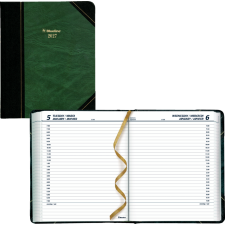 Blueline&reg; Traditional Daily Diary, 8-1/8" x 6-9/16", Bilingual, Green