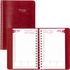 Brownline&reg; Essential Daily Diary, 8" x 5", Red