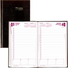 Brownline&reg; Traditional Daily Planner, 8" x 5", Black