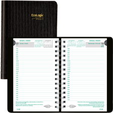 Blueline&reg; EcoLogix&reg; Daily Diary, 8" x 5", Bilingual, Black