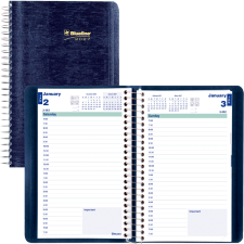 Blueline&reg; Essential Daily Planner, 8" x 5", Soft Cover, Blue