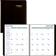 Blueline&reg; Essential Monthly Diary, 9-1/4" x 7-1/4", Bilingual, Black