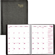 Brownline&reg; Essential Monthly Diary, 11" x 8-1/2", English, Black