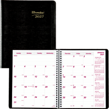 Brownline&reg; Essential Monthly Diary, 11" x 8-1/2", English, Black