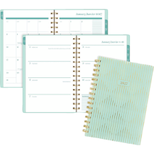 Cambridge&reg; Glimmer Weekly/Monthly Planner, 8-1/2" x 5-1/2", Bilingual, Green/Gold
