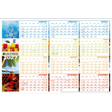 Day-Timer&reg; Reversible Flexible Planner, Seasonal/Horizontal, 24" x 36", Bilingual
