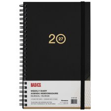 Basics Weekly Diary, 8" x 5", Black