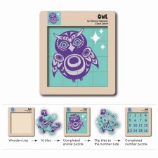 Double-Sided Wooden Tile Puzzle, Owl
